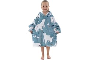 Alsehser Pull Plaid Femme Homme, Adultes/Enfants Sweat à Capuche Chaude, Poncho Polaire Oversize Pilou Pilou, Capuchon Sherpa Peluche à Manches TV