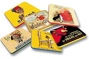 Editions Clouet 34001 Publicité Dessous de Verre Lot de 6, Bois, Rouge, 30x10x1 cm