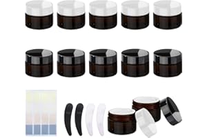 ZEUWETS 10 Stück Amber Glas Leerdose, 10ml Braunglas Leer Dosen, Kosmetisches Glas, Nachfüllbare Behälter Klein Glas, Cremedose mit Deckel, Reise Cremedosen zum Befüllen für Cremes,Lotion,ätherische Öle