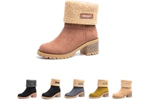 Hitmars Stivali Donna Invernali Stivaletti Camoscio Boots Stivali Foderati Caldi Scarpe Eleganti Comodi Moda Nero Marrone Grigio Kaki EU 35-43