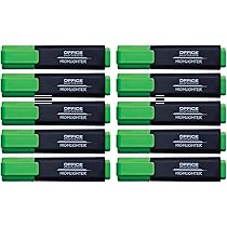 OFFICE PRODUCTS 10 stuks lichtgevende markeerstiften, kleur: rood/markeerstift, niet-giftige inkt, wigpunt, fluorescerende kleuren, hoge kwaliteit, lijndikte 1-5 mm