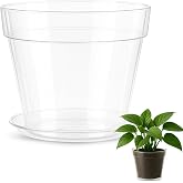 TECHZOCO Planter with Saucer, Classic Round Plastic Planter with Saucer, Plant Pot, Polypropylene, 20 cm Height x 21.3 cm Dia