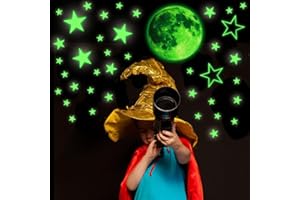 GLOCARNIVAL Glow Stars and Full Moon Wall Stickers for Starry Sky,Glowing Star Beautiful Wall Decals for Any Room,Beautiful Wall Decals for Kids Gift,Glow in The Dark Stars Light Your Ceiling