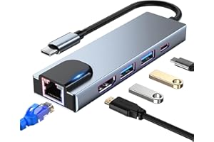 SZPACMATE USB C Hub Multiport Adapter, 5 in 1 USB C Docking Station with 4K HDMI, RJ45 Ethernet, USB3.0, 100W PD, Compatible with MacBook Pro/Air, IPad Pro, IPad Mini 6, Surface Pro and More Type C Devices