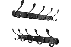 Homephix Coat Hooks Wall Mounted (2 Pack) - Stainless Steel Wall Hooks - Multipurpose Heavy Duty Coat Rack with Fittings Included