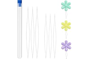 ELEKTHEIM 5 Stück Perlennadel,Einfädelhilfe, Bead Nadeln,Perlen Nadeln,Nadel Zum Perlen Auffädeln,Große Auge Perlen Nadel, für Handwerk und Schmuck Herstellung