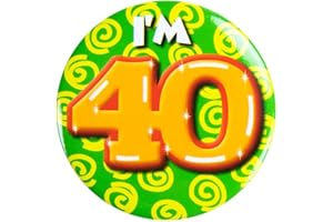 PD-Party 6014740 Compleanno Distintivo/Spillo | Party Badge | Celebrazione | Festa - I'm 40, Multicolore, 5.5cm Lunghezza x 5.5cm Larghezza x 0.5cm Altezza