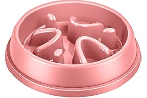 WOOBROO Dog Bowls, Slow Feeder Dog Bowl, Anti-Choking Puzzle Interactive Dog Food Bowl, Food and Water Bowl, Size Large-Pink
