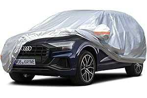 kayme Bâche Voiture Étanche Respirante, 6 Couches Housse de Protection Voiture Extérieur Compatible avec Audi Q8 (2018-2024) Contre Pluie Soleil Poussière avec Zip et Doublure en Coton.