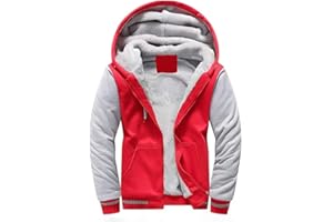 VSUSN Sudadera con Capucha para Hombre con Cremallera Manga Larga Ropa de Abrigo Invierno Cálido Forro Polar Chaqueta Más Dicke Sudaderas con Capucha