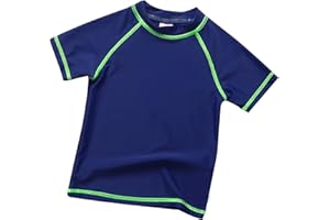 SWAUSWAUK Rash Vest Kids 6-12 Years - Boys Swim Top Boys Rash Guard UV Protection UPF 50+ Short Sleeve