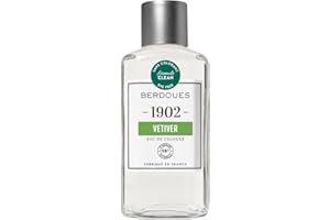 BERDOUES 1902 Eau de Cologne Vétivier, Fraîche et Aromatique Made in France, Parfum femme et homme, Verveine, Romarin, Vétiver, vaporisateur 245ml