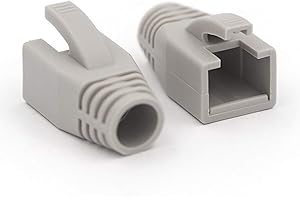 VCE RJ45 Strain Relief Boots for Cat6A/Cat7 Network Plugs, 20-Pack Ethernet Connector Protection Cover in Grey