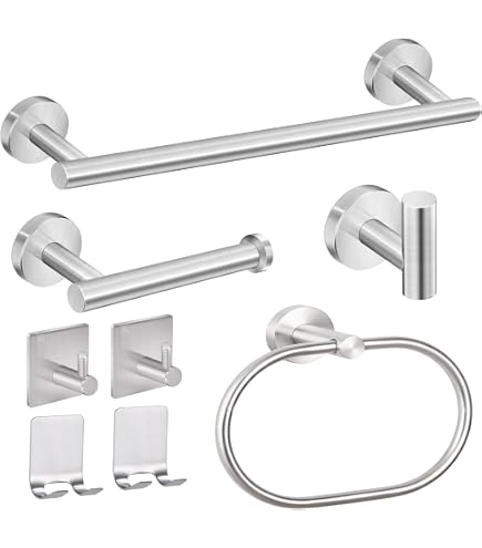 Juego 10 Piezas Toalleros De Baño Sin Taladro - Acero Inoxidable Negro | Adhesivo Fuerte Para Azulejos Y Vidrio