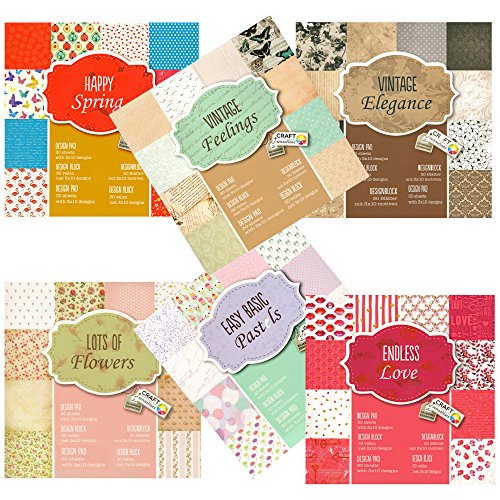 6 x Scrapbooking Papier Motivblock mit je 30 Blättern bedruckt Bastelpapier 180 Blätter 60 Designs (Set Auswahl 01) - 8