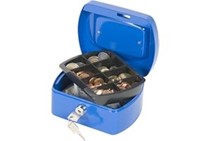 Cash Box Q-CONNECT Small 155x75x120mm Blue/Office Equipment/Type-Small/Shape-Rounded/Material-Metal/Colour-Blue/Dimensions (mm)-155x75x120