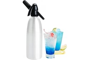 TBRFP Soda Water Sprinkler,1L Soda Maker,Soda Siphon with Pressure Regulator,Aluminum Sprinkler for Homemade Juices,Mojitos,Cocktails,Beverages (Silver)