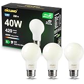 DiCUNO E27 Ultra Efficient Class A LED Bulb, 2W=40W, 4000K, Pack of 3 | Neutral White, 420lm, Glass, Energy Saving, E27 A60 E