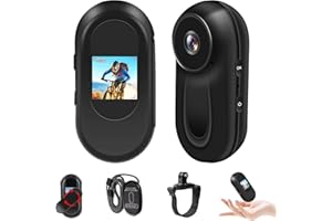 Tebetu Action Camera 1080P, Fotocamera Sportiva Mini con Visione Notturna 150°, Telecamera Sportiva Magnetica IPX4, Kit Accessori per Casco/Bici/Moto, Schermo LCD + Gancio 360° Per esterni e vlog