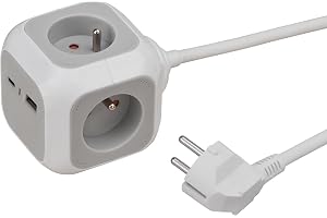 Brennenstuhl ALEA-Power USB-laddare med 4 uttag | Kub med 1 x 18 W USB A-uttag och 1 x 20 W USB C-uttag, 1,4 m lång kabel och förstärkt