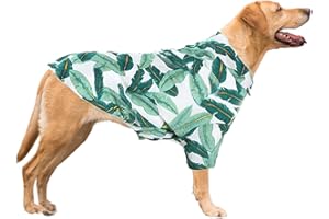 MEIAOBEST Camicia per cani, stile hawaiano, abbigliamento estivo per animali domestici, fresco, traspirante, maglietta da spiaggia per cani di taglia media e grande, 4XL (foglie verdi)
