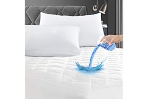 PURE TEXTILES Pure Textile 100% Waterproof Mattress Protector, Ultimate Protection, Noiseless & Anti Allergenic Quilted Mattress Protector Double Bed, 30cm Extra Deep Skirt, Easy Fit & Machine Washable (137x190 cm)