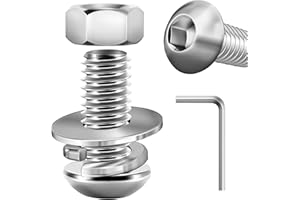 Dayalo Lot de 10 vis à tête semi-ronde M10 x 20 mm, écrous et rondelles, en acier inoxydable A2 V2A, à six pans creux, filetage complet, avec clé hexagonale