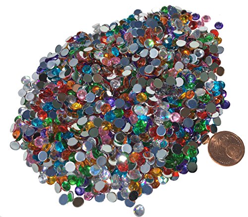 1500 Stück 5mm glitzernde bunte Runde Steinchen Bunte Mischung Deko Strasssteine Strass Steine zum Bekleben Acrylsteine Opaleffekt Regenbogeneffekt Laser Optik Regenbogensteine transparent klar kristall basteln Gltzersteine Schmucksteine Strass Steine zum Verzieren Dekorieren von CRYSTAL KING