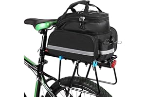 Hinataa, borsa posteriore per bicicletta, 10 – 25 l, scalabile, impermeabile, per sedile posteriore della bicicletta, con tracolla, per bici da strada, MTB, viaggi e picnic, colore: nero