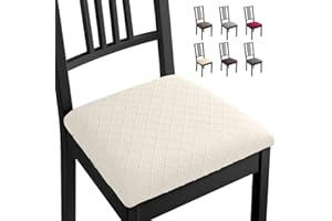 Eozakavod Housse de Chaise 4 Pièces Housse de Coussin de Chaise Housse de Salle à Manger,Démontable Housse Assise Chaise Elastique Jacquard Lavables pour Salle à Mange (4 Pièces,Blanc)-B