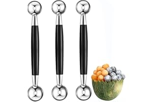 JIANYH 3 PCS Melon Baller, Melon Baller Scoop Stainless Steel Melon Baller Melon Scoop Double Scoop Ice Cream Cone Double Dessert Scoop forWatermelon Cantaloupe Icecream Ball,18cm