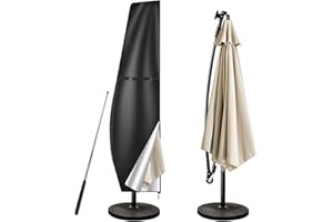 wiipara Sonnenschirm Schutzhülle mit Stab, Abdeckung für Sonnenschirm 2m bis 3m Große Ampelschirm Schutzhülle, UV-Schutz, Wetterfeste, Winddicht und Schneesicher, 265x40/70/50cm