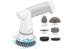 KOOHORO Electric cleaning brush,Power spin scrubber with 5 Replaceable Brush Heads for houshold,Rechargeable tile brush for Cleaning Bathroom,Tile, Tub, Shower, Floor