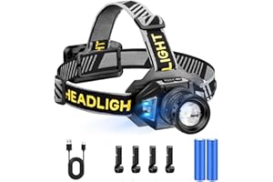 SENDALE Lampada Frontale LED Ricaricabile, Super Luminosa 120000 Lumen, Lampada Frontale con 12 Modalità & Sensore & Impermeabile IPX7 & Angolo Regolabile 90°, Lampada Frontale LED per Campeggio e