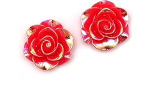 IDIN JEWELLERY Idin Clip-on Earrings - Red glossy AB colour plated rose flower clip-on earrings (approx. 19 x 19 mm)