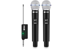 D DEBRA Debra Wireless Microphone,Wireless Dynamic Microphone with Rechargeable Receiver for Karaoke, PA System Mixer Amplifier, Wedding, DJ, Party, Speech, Church,60M