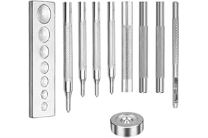 LDIRECT 11pcs Leather Punch Hole Snap Fasteners Setter Tool Rivet Button Setting Kit with Base