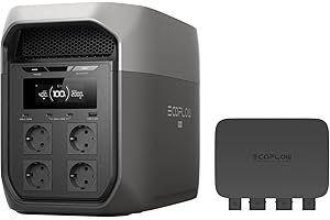 Power station portatile EF ECOFLOW DELTA 3 Max, batteria LiFePO₄ da 2048 Wh, uscita X-Boost da 2400 W, ricarica ultrarapida 0–80% in 51 min, generatore solare per backup domestico, camper ed esterni