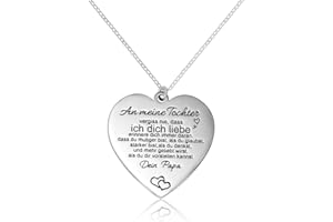 VU100 Lasergravierter Edelstahl-Schlüsselanhänger Geschenk Herzform Charm Schlüsselanhänger für inspirierende Nachrichten Geschenke für Tochter Sohn Enkelin Mädchen von Mama und Papa/Oma und Opa