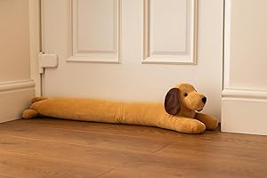 MARCO PAUL INTERIORS Marco Paul salchicha perro burlete t exluders, topes de puerta ahorradores de calor para el hogar (beige)
