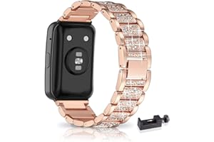 SABSEN Metall Armband für Huawei Watch Fit/Elegant/New Armband, Frauen Strass Glitzer Verstellbare Edelstahl Ersatzbänder Armband Kompatibel mit Huawei Watch Fit (A)