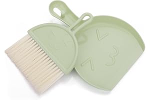 cobee Ensemble mini pelle et balayette, petit balai et pelle à poussière, ensemble de brosse portable pour dessus de table, outils de nettoyage avec poils doux, pelle à poussière pour bureau (vert)