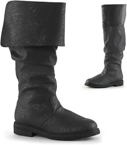 Western Cowboy Boots - Heren Square Toe Boots - Middeleeuwse PU Leather Low Heel Mid Tube Knights Boots voor Cosplay,zwart,43