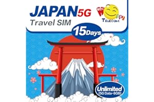 HAPPY TELECOM Happy 5G Japan 15 Days Unlimited Data Travel Sim Card | 8GB of 5G High-Speed Data Then 128kbps | No Daily Limit | No Registration Required | Easy Activation