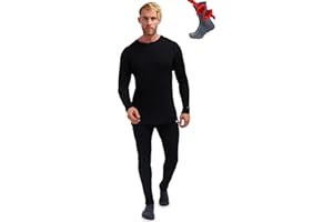 Merino.tech 100% Merino Unterwäsche Herren Set - Leicht, Mittelgewicht, Thermounterwäsche Merinowolle, Langarm Shirt und Hose + Wandersocken aus Merinowolle