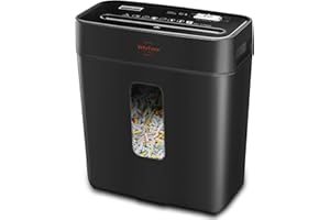 VidaTeco Cross-Cut Shredder, Heavy Duty 6 Sheet Shreds Paper/Card/Staple/Clip Paper Shredder for Home Office, High-Security Level P-4 5-Minute Continuous Shredding 11.5L Liftout Basket Black