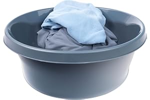 KADAX Matowa plastikowa miska do prania, miska z tworzywa sztucznego, okrągła miska do płukania, wytrzymała miska na wodę do gospodarstwa domowego do łazienki, uniwersalna (ciemnoszara, 9 l)