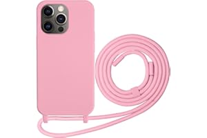 Beajew Silikon Handyhülle für iPhone 15 Pro Max Hülle mit Band, Verstellbarer Halskette Handyhülle abnehmbar Necklace Hülle, Handyhülle für zum Umhängen mit Schnur Case, Rosa