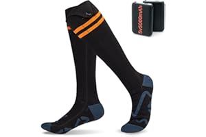 PZCC Chaussettes Chauffantes Connectées par APP, 5000mAh Batterie 4 Niveaux de Chaleur Réglables pour Randonnée Ski Camping Moto pour Homme et Femme