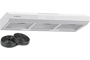 Klarstein Contempo 90 Cappa Aspirante da Incasso, 90cm Cappa per Cucina con Frontale in Vetro Acrilico, 200 m³/h, LED, Filtri ai Carboni Attivi, Bianco, Efficienza Energetica C